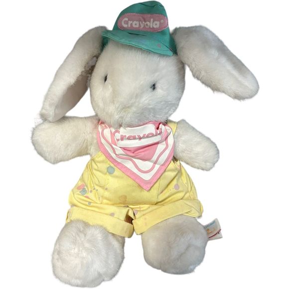 Vintage Hallmark Crayola Painter BUNNY Rabbit Spring Plush Stuffed Animal 1989 - Picture 1 of 15